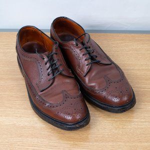 Allan Temple Brown Pebbled Wing Tip Shoes Leather Sole Size 10.5 E